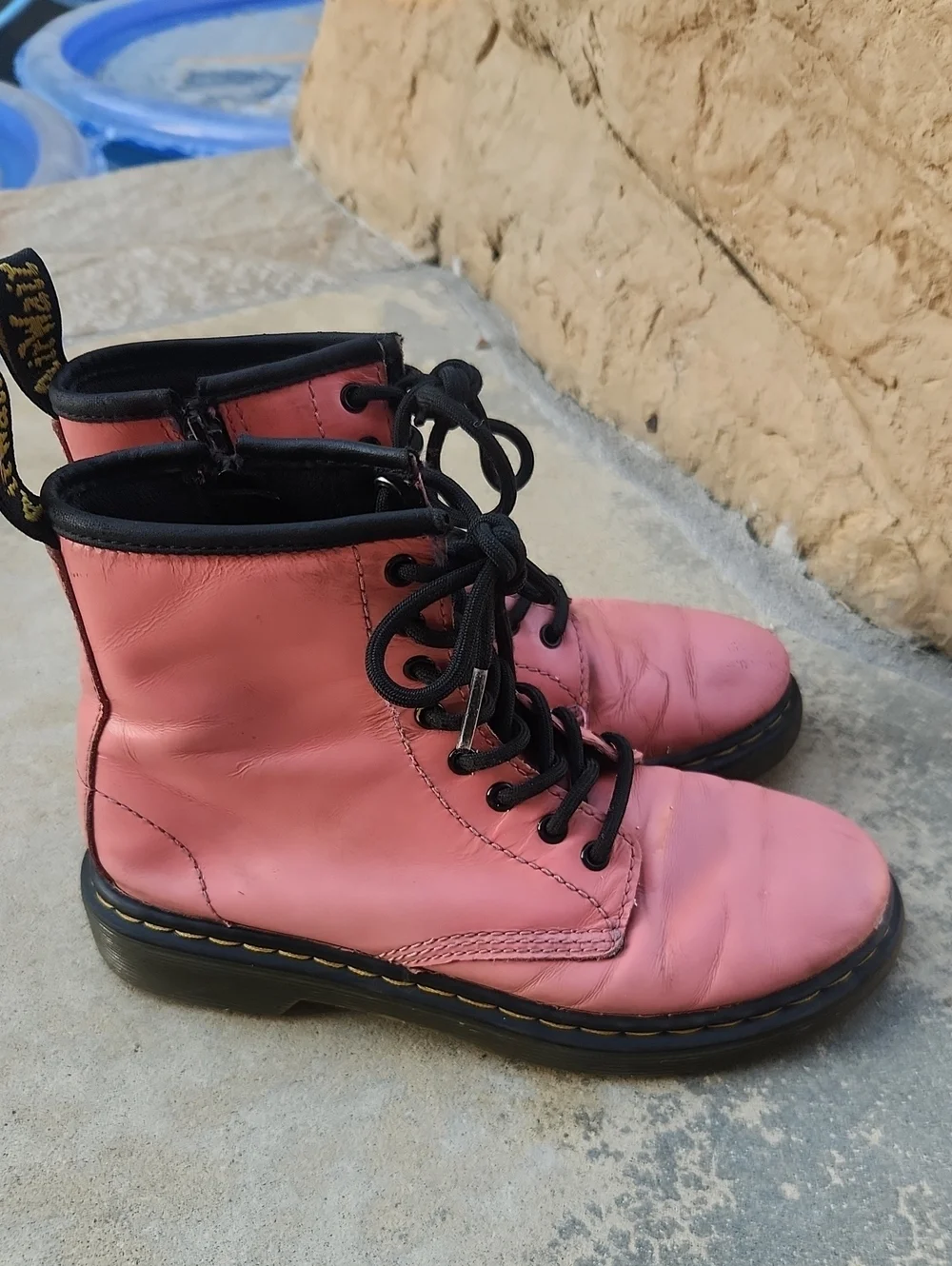 Dr. Martens 1460 Pink Lace-Up Combat Boots Size 2 Kids Girls Classic Punk Style